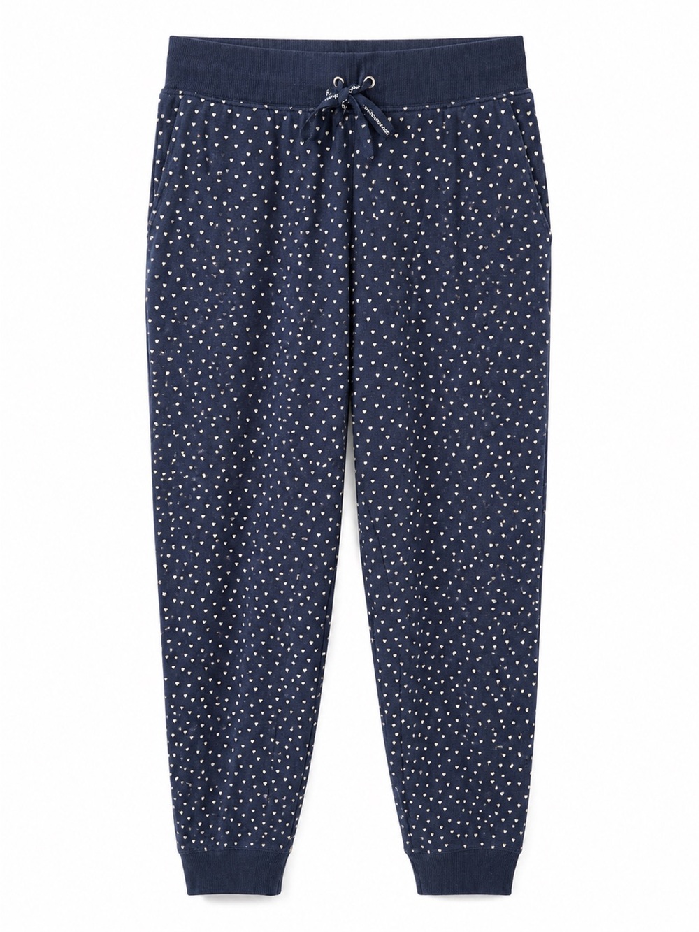 Calvin Klein Navy Blue & White Heart Print Drawstring Sweatpants Size S